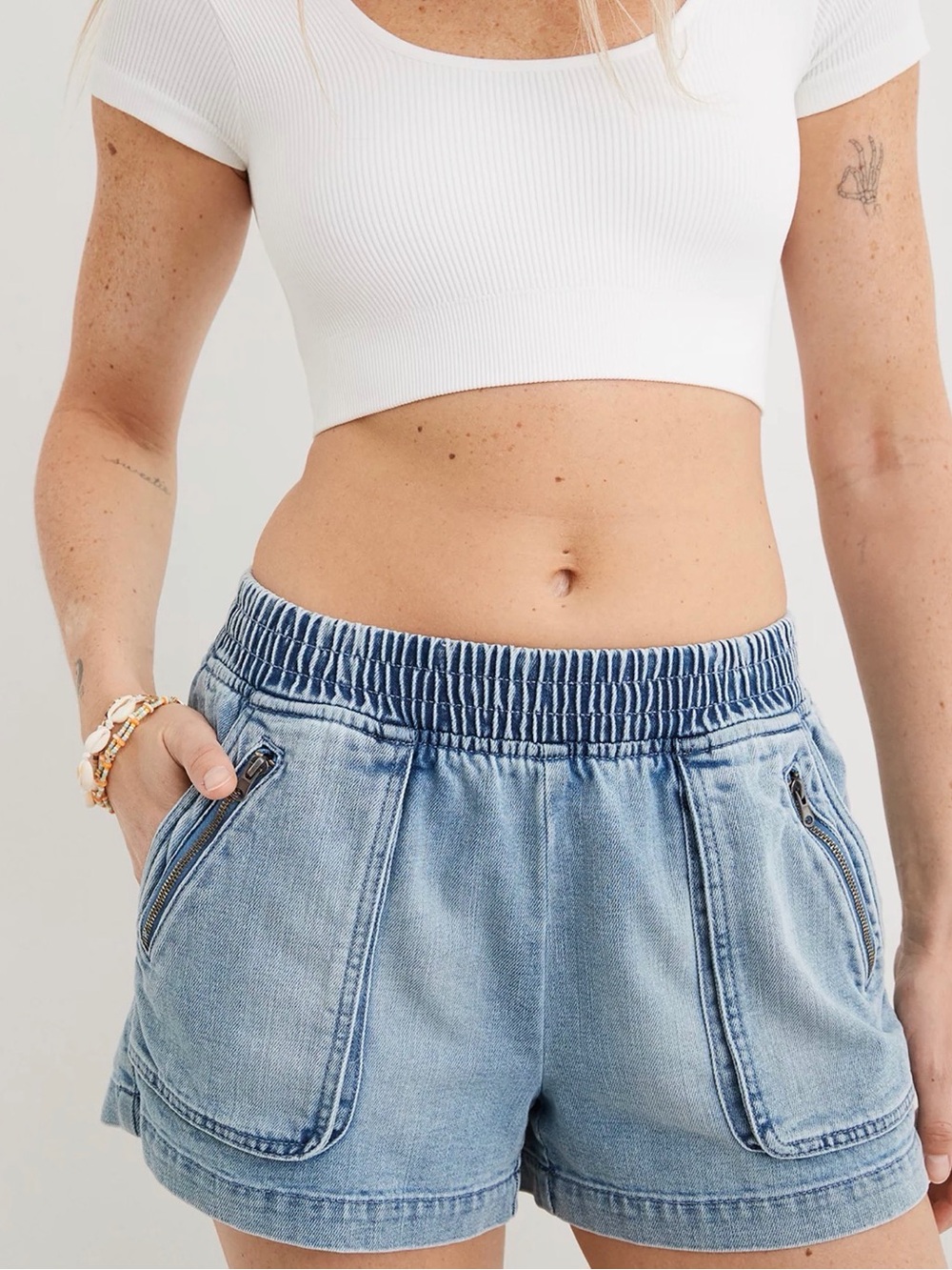 Aerie Boardwalk Denim Shorts | Small
